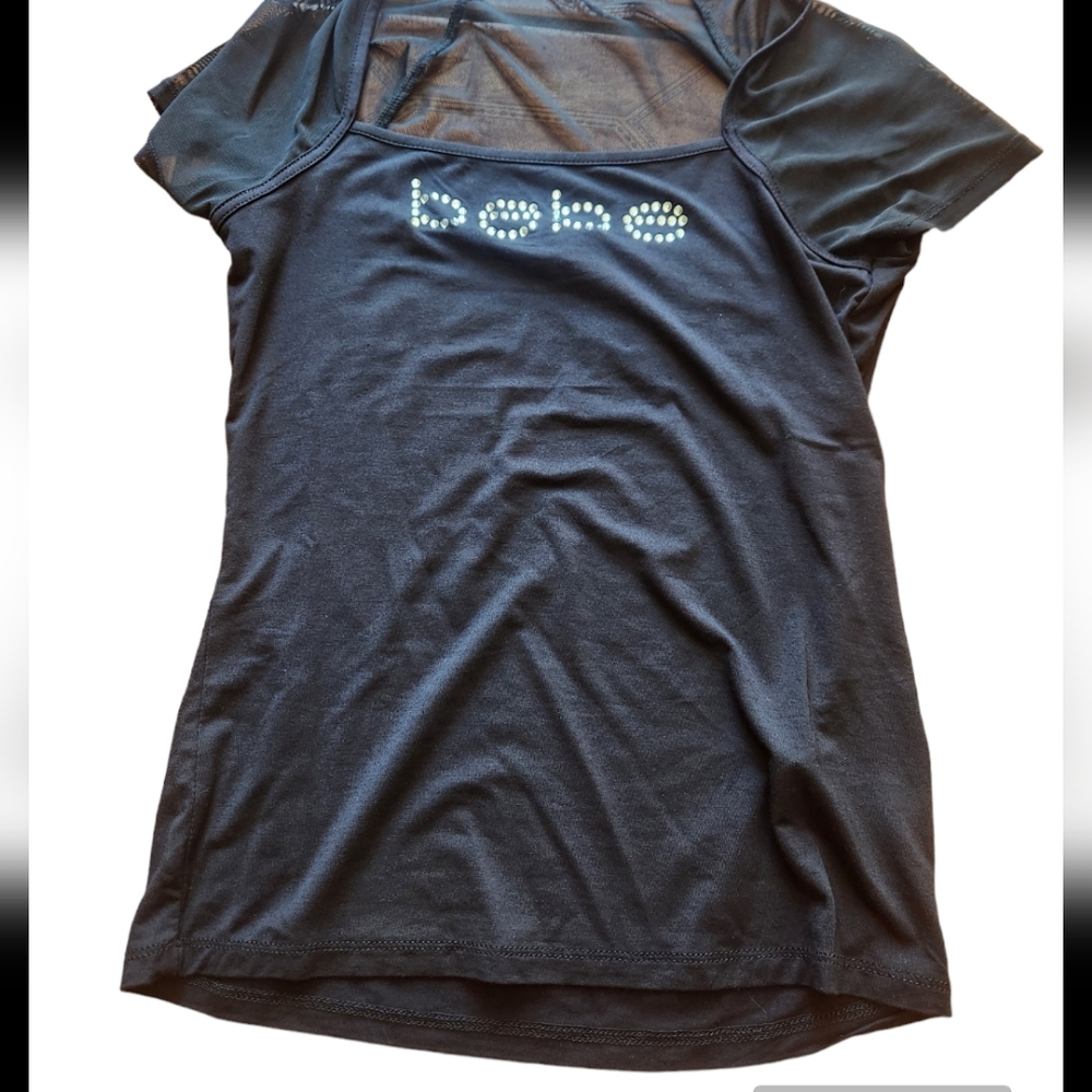 New bebe rhinestone mesh tee